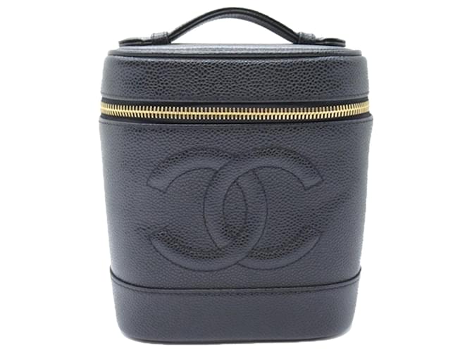 Chanel Black CC Caviar Vanity Case Leather  ref.1332760