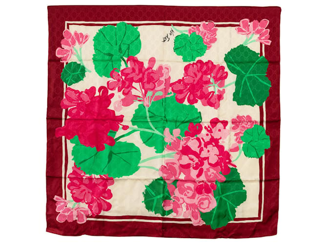 Gucci Red x Ken Scott Floral Print Silk Scarf Cloth  ref.1332761