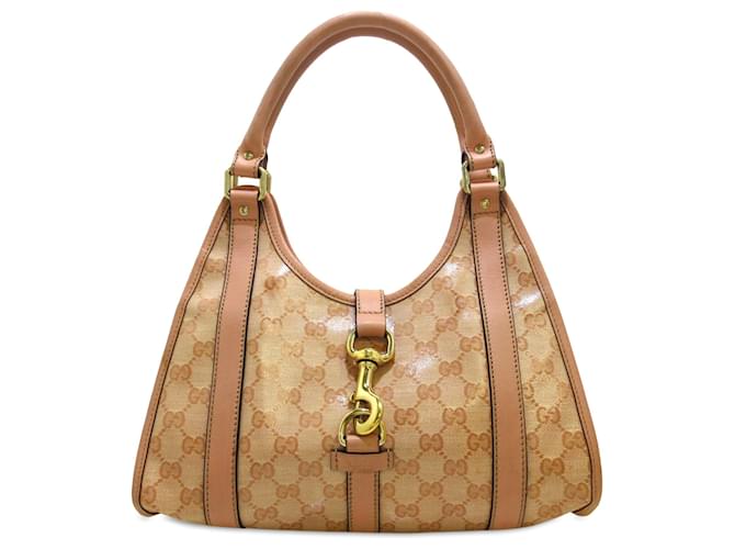 Gucci Pink GG Crystal Jackie Shoulder Bag Leather Cloth Pony-style calfskin Cloth  ref.1332765