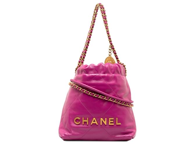 Chanel Pink Mini Calfskin 22 Hobo Leather Pony-style calfskin  ref.1332768