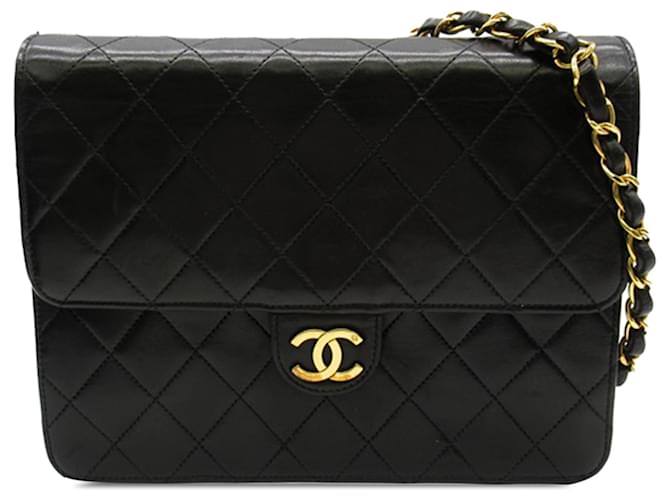Chanel Black Square Classic Quilted Lambskin Flap Leather  ref.1332773