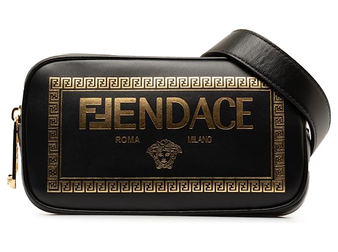 Fendi Black x Versace Fendace Logo Camera Bag Leather Pony-style calfskin  ref.1332787