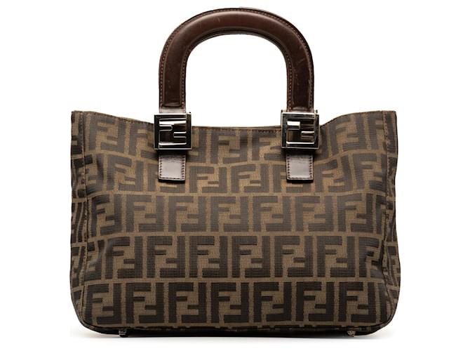 Fendi Brown Zucca Twins Handbag Cloth Cloth  ref.1332801