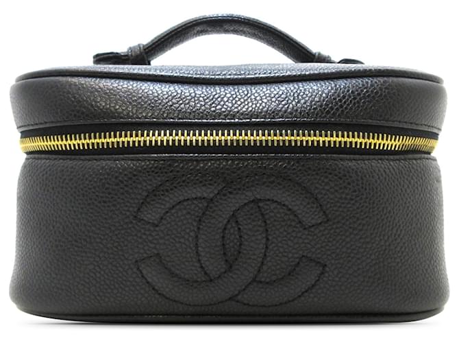 Chanel Black CC Caviar Vanity Case Leather  ref.1332802