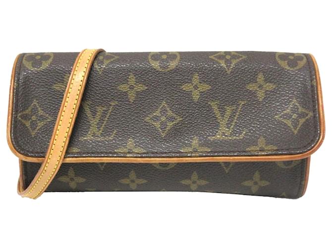Louis Vuitton Brown Monogram Pochette Twin PM Leather Cloth  ref.1332852