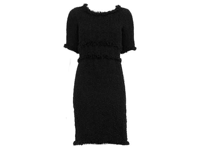 Chanel Robe en tweed noir Runway CC Charm  ref.1332858