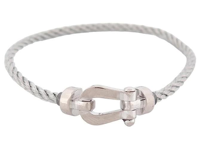 Fred force bracelet 10 MM MANILA IN WHITE GOLD 18K + T STEEL CABLE14 Gold Silvery  ref.1332864