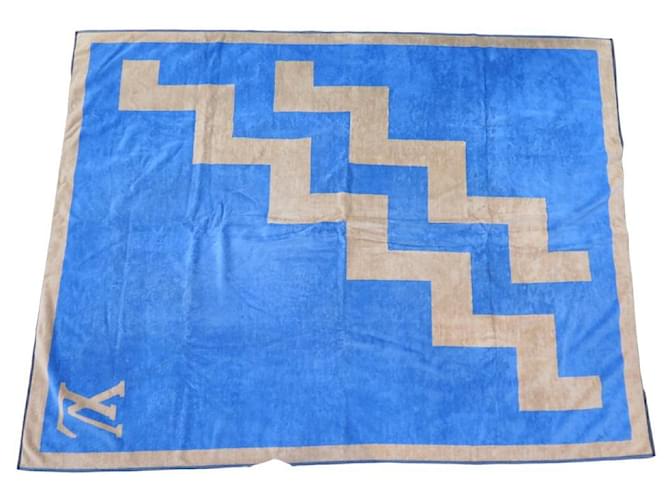 BATH TOWEL BEACH TOWEL LOUIS VUITTON ZIG ZAG XL BLUE BEACH TOWEL Cotton  ref.1332871