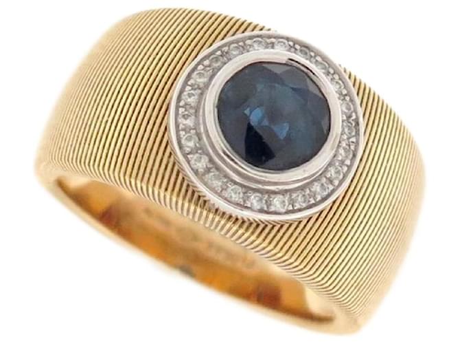 MAUBOUSSIN RING A SUMMER IN TUSCANY T51 In yellow gold 18K SAPPHIRE & DIAMONDS Golden  ref.1332893