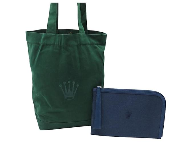 NEW ROLEX WATCHES HAND POUCH CANVAS JEANS + TOTE BAG LOGO CLUTCH TOTE BAG Navy blue Cloth  ref.1332902