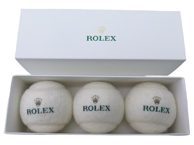 Chanel NEUF LOT DE 3 BALLES DE TENNIS MONTRES ROLEX + BOITE SET OF 3 BALLS WITH BOX Tissu Blanc  ref.1332904
