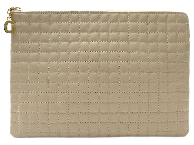 Céline NEW CELINE C CHARM HAND POUCH BAG 10b813BFL.03ND QUILTED LEATHER POUCH Beige  ref.1332915