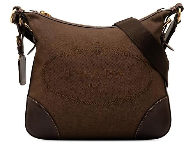 Prada Canapa Logo Crossbody Bag Leather  ref.1332997