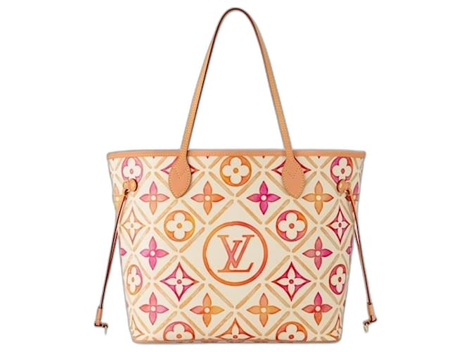 Louis Vuitton LV Neverfull MM by the pool Red Cloth  ref.1333116
