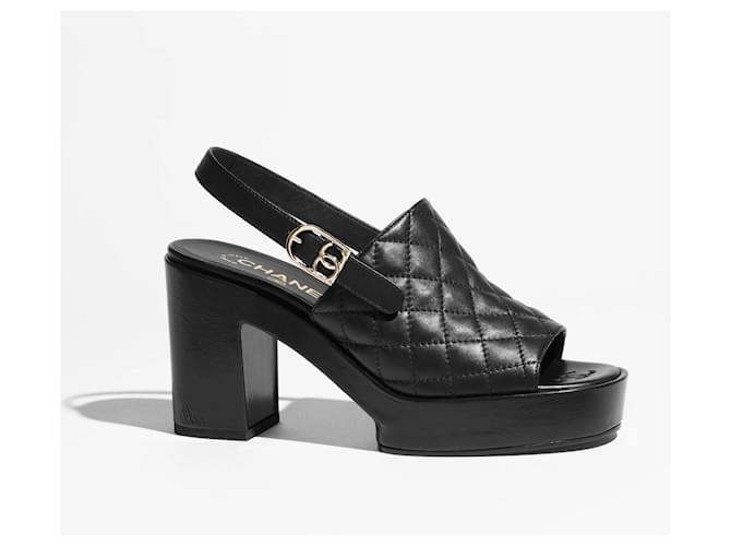 Chanel Lamb Leather Black Sandals NEW  ref.1333204