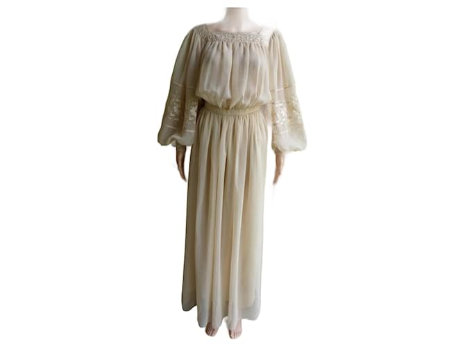 Dior Dresses Beige Silk  ref.1333281