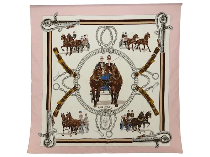 Hermès HERMES CARRE 90 EQUiPAGES Scarf Silk Pink Auth bs13484  ref.1333304