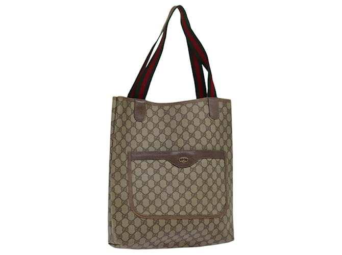 GUCCI GG Supreme Web Sherry Line Tote Bag PVC Red Beige 39 02 003 Auth yk11570  ref.1333356