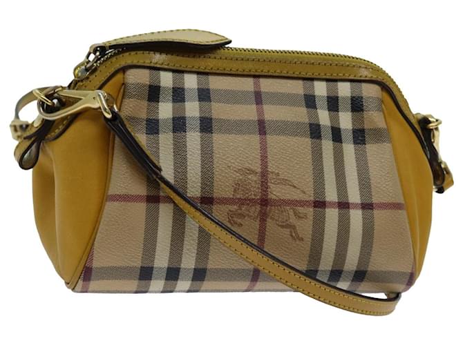 BURBERRY Nova Check Shoulder Bag PVC Leather Beige Auth 70150  ref.1333361