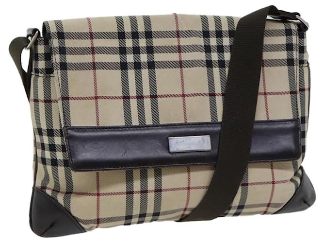 BURBERRY Nova Check Shoulder Bag Nylon Beige Auth mr099  ref.1333364