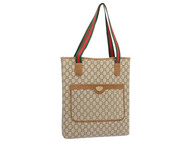 GUCCI GG Plus Supreme Web Sherry Line Tote Bag Beige Rouge Vert Auth th4782  ref.1333387