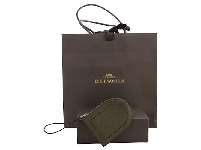 Delvaux Leather card holder Khaki  ref.1333452
