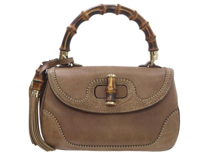 Gucci Bamboo Brown Leather  ref.1333491