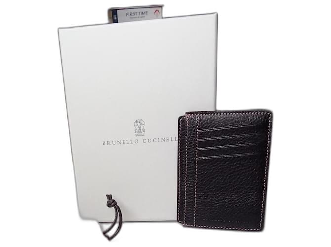 Brunello Cucinelli Kartenhalter Schwarz Leder  ref.1333500