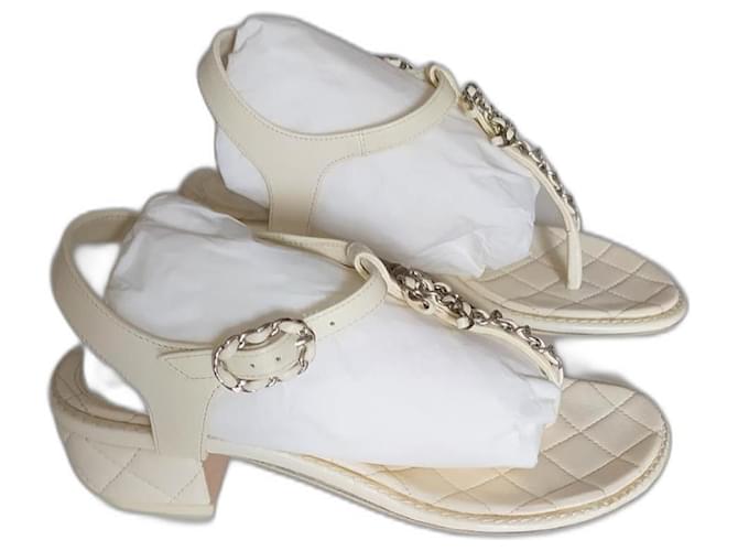 Chanel slingback sandals White Leather  ref.1333508