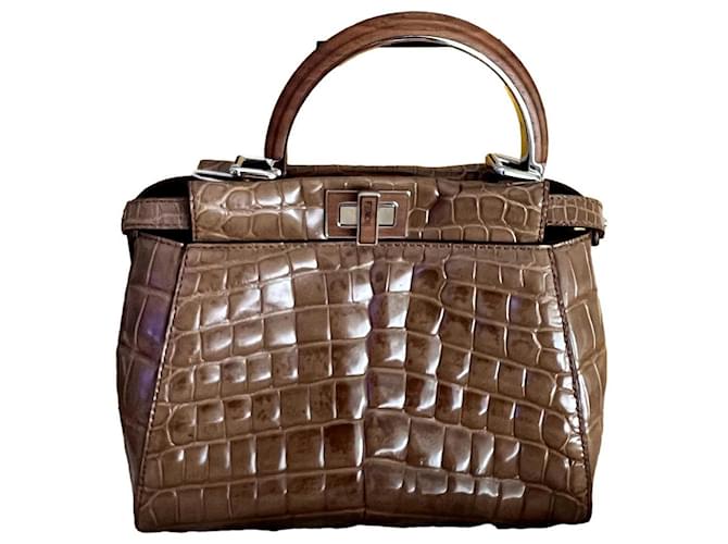 Peekaboo Fendi Handbags Brown Exotic leather  ref.1333600
