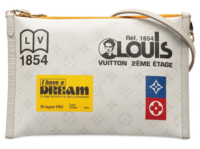 Louis Vuitton Flat messenger Cinza Lona  ref.1333797
