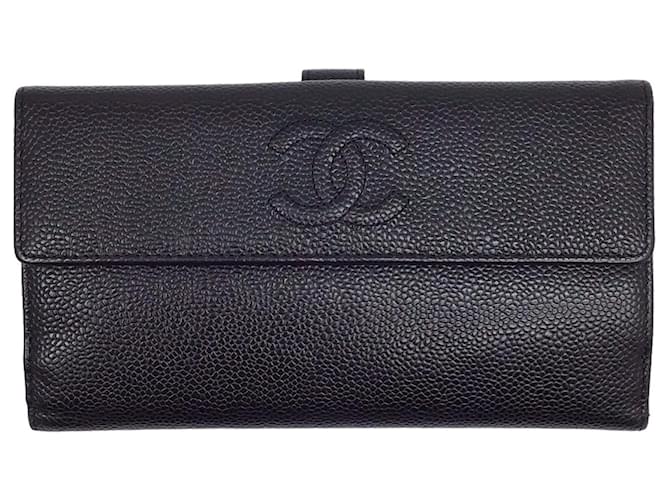 Timeless Chanel Logo CC Black Leather  ref.1333799