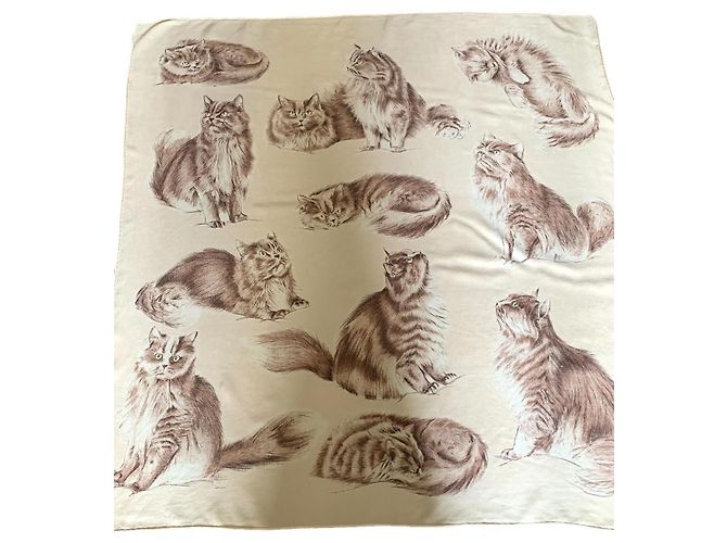 Sciarpa Hermès "gatti persiani" Crudo Seta
