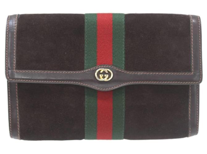 Gucci Cosmetic pouch Brown Suede  ref.1333809