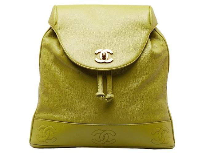 Timeless Chanel Triple coco Green Leather  ref.1333827