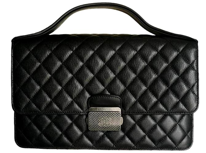Large Chanel CC University Flap Bag NEW Black Leather  ref.1333839