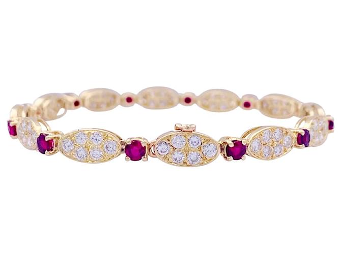 Autre Marque Vintage Van Cleef & Arpels bracelet, diamants, ruby, Yellow gold. Diamond  ref.1333885