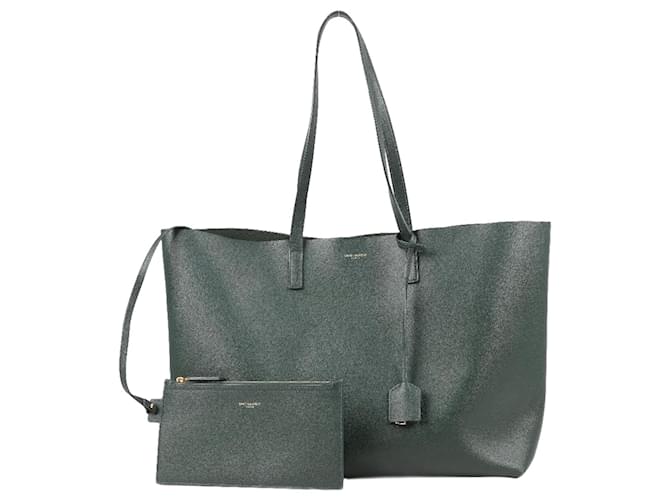 Saint Laurent Paris Sac Shopping Leather Tote bag in Forest Green 600281  ref.1334002
