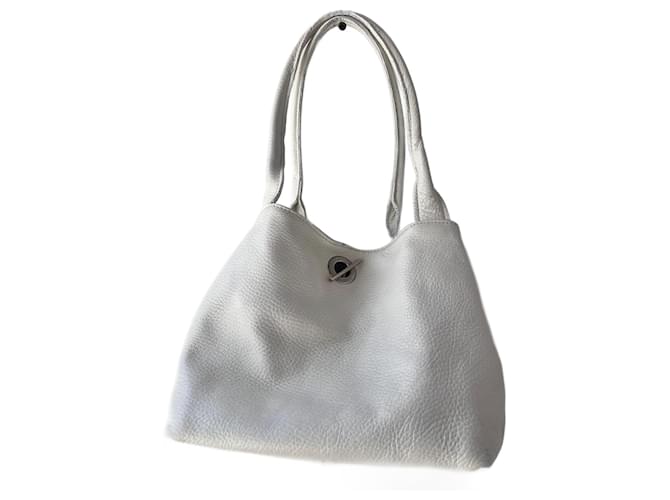 Off White White leather toggle bag Silvery  ref.1334028