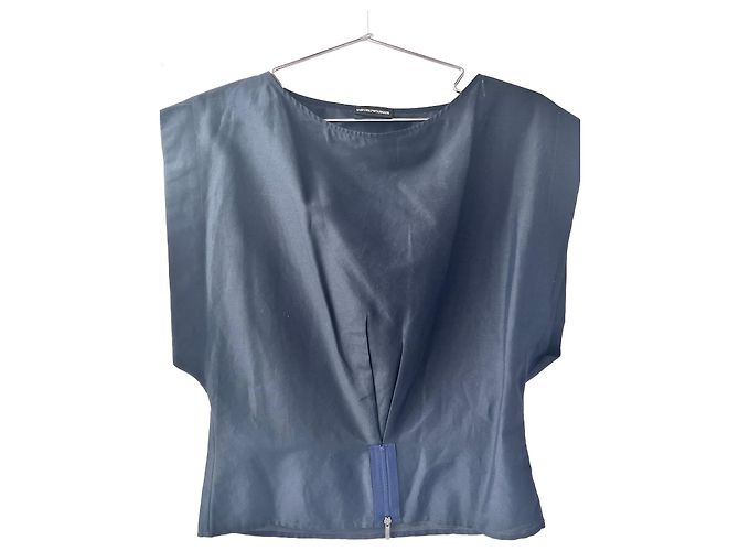 Emporio Armani top de algodón azul marino Plata