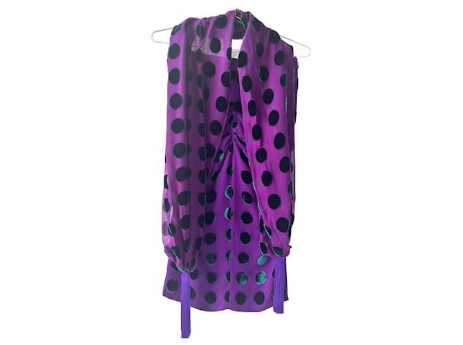Emporio Armani Giorgio Armani purple & green skirt & scarf set Silk  ref.1334032