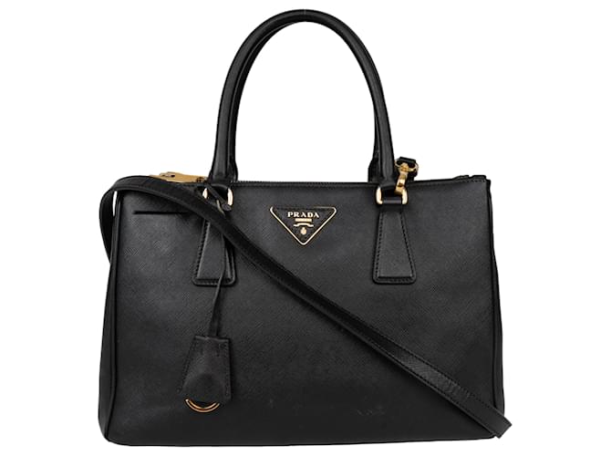 Prada Black Saffiano Leather Galleria Handbag Cloth  ref.1334043