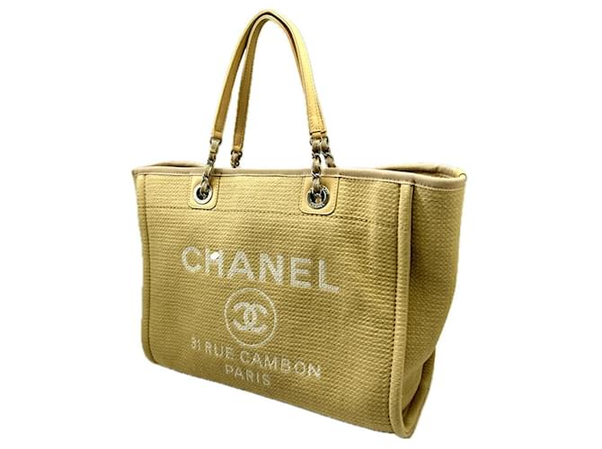 Classique Chanel Deauville Toile Beige  ref.1334058