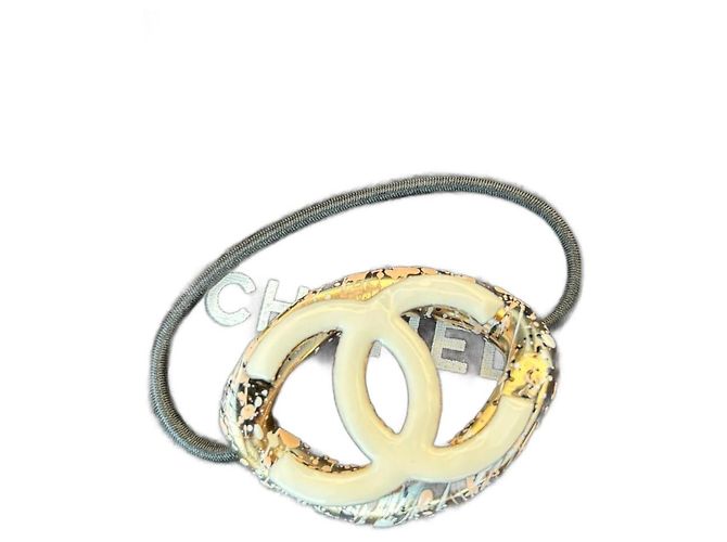 CHANEL ELASTISCHER HAARBAND, CC-LOOP Aus weiß