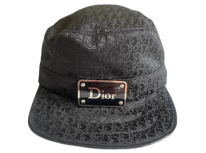 Dior Hats Black Leather Polyamide  ref.1334177