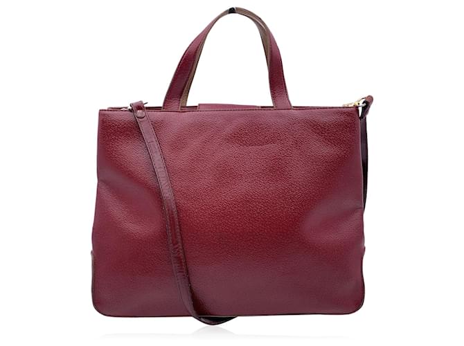 Autre Marque Vintage Burgundy Leather Tote Shoulder Bag Dark red  ref.1334193