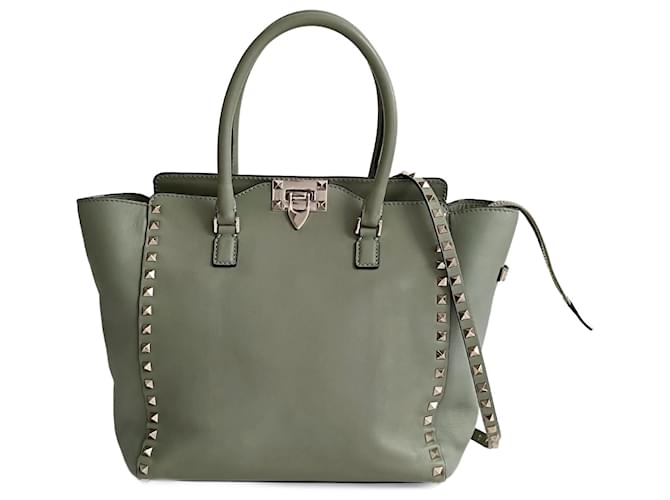 Valentino Rockstud shoulder bag in light green leather  ref.1334206