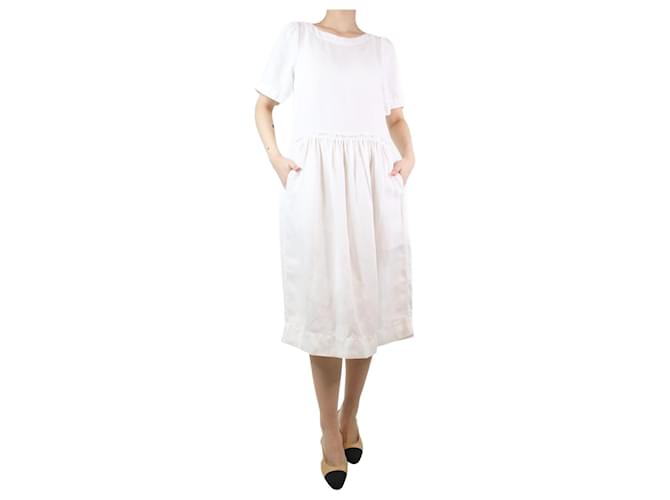 Autre Marque White frayed edge linen midi dress - size S  ref.1334265
