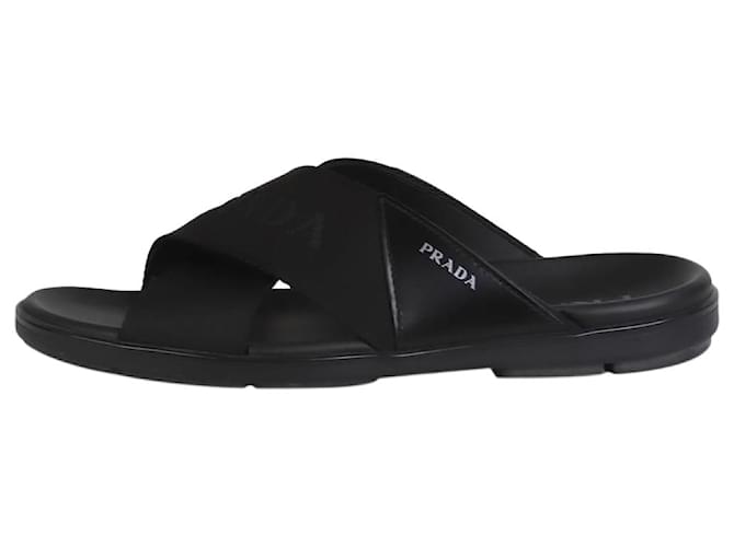 Prada Black nylon slides - size EU 39.5 Leather  ref.1334284