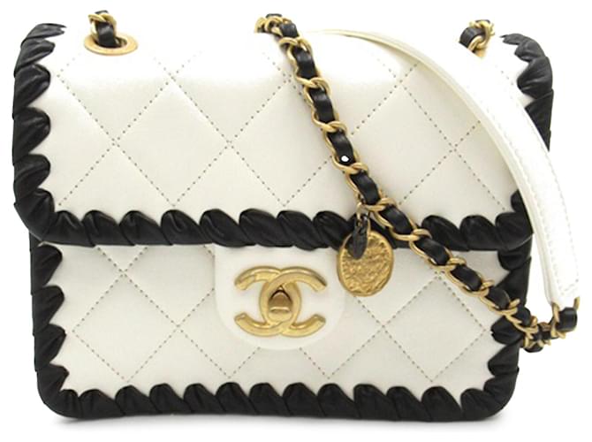 Chanel White Mini calf leather Braided My Own Frame Flap Pony-style calfskin  ref.1334301